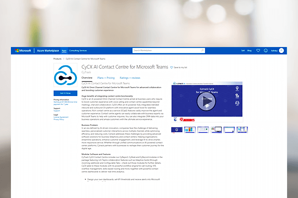 Subscribe to CyCX for Teams on the Microsoft marketplace
